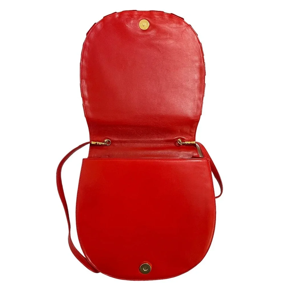 Valentino Garavani Vintage Red Leather Suede Whipstitch Luxury Saddle Bag - Picture 4 of 16